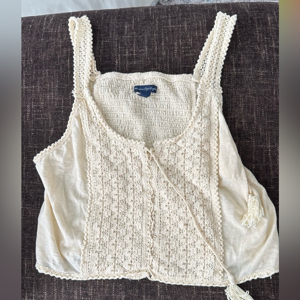 American Eagle Cream corset crop top Size S